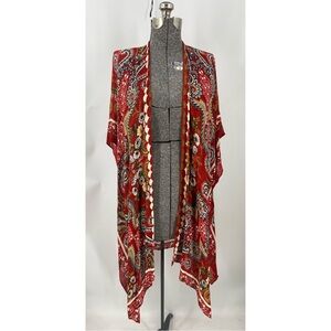 LA soul Paisley floral print duster link kimono top OS
